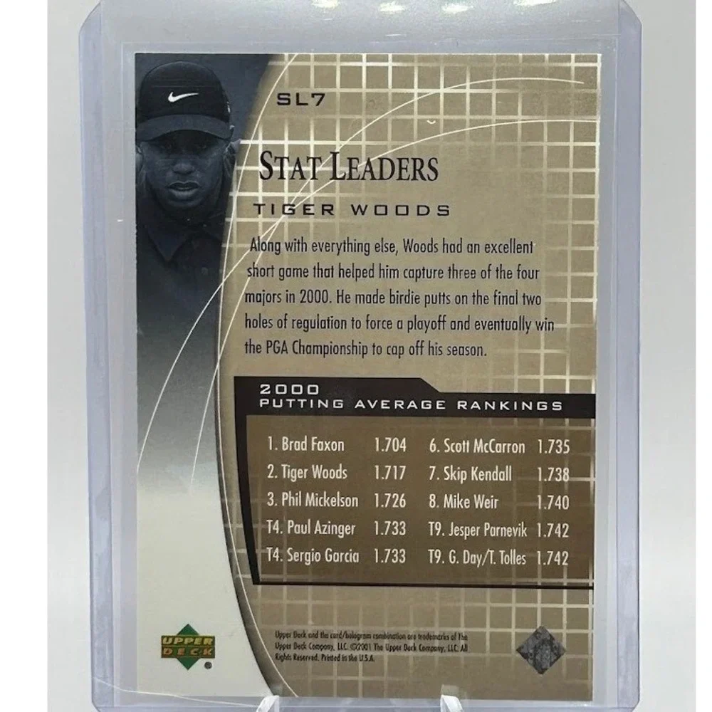 Tiger Woods Stat Leaders 2001 Upper Deck‎ SL7 PGA Tour Golf